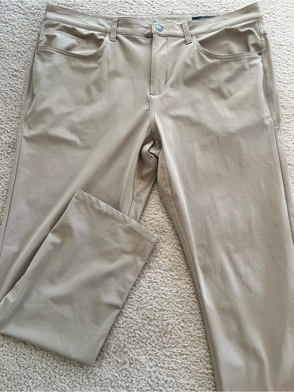 Cremieux Performance Casual Pants Men 38x30 Beige Flat Front Golf Activewear